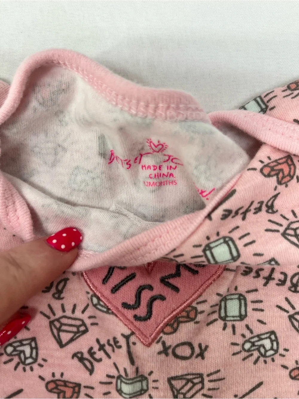 Justice Pink Baby Bodysuit Set with Heart, Gems & Dino Prints